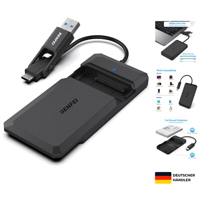 2,5-Zoll-Festplattengehäuse USB-C/USB-A SATA III 6Gb/s für SSD HDD