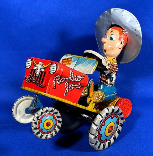 Vintage RODEO JOE Tin Wind-Up Toy GIT ALONG LIL DOGGIE Unique Art - WORKS GREAT! - Picture 3 of 14