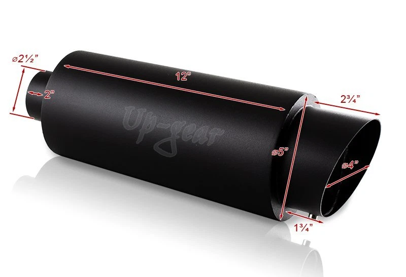 Silenciador de escape de soldadura de carreras de acero inoxidable negro con punta de bola de fuego de 4" + silenciador Foto 3 de 3