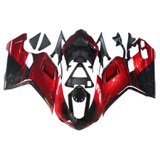 Candy Red Black Plastic Bodywork Fairing Cowl for Ducati 1098 1198 848 2007-2012
