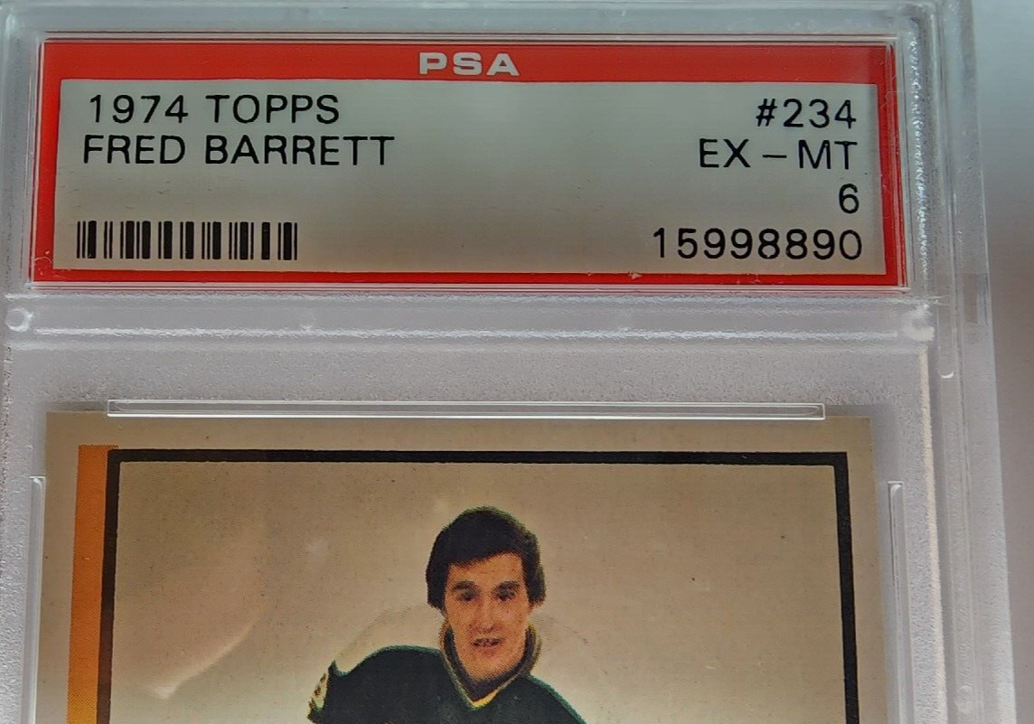 1974 Topps Hockey #234 FRED BARRETT PSA 6 EX-MT ~ Minnesota North