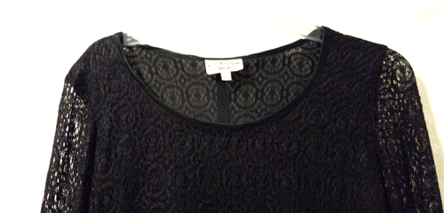 Harlow Vintage Sheath Dress sz 10 Black Lace Cocktail Long Sleeve Lined - Picture 6 of 10
