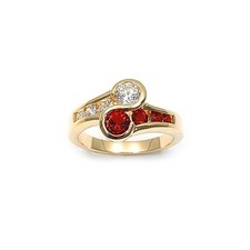 Bijoux Femme T52 Bague Joaillerie  Diamant & Rubis Cz Plaqué Or 18K 