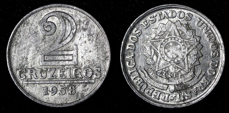 BRAZIL Aluminum 1958 2 Cruzeiros KM# 571 (27 658)