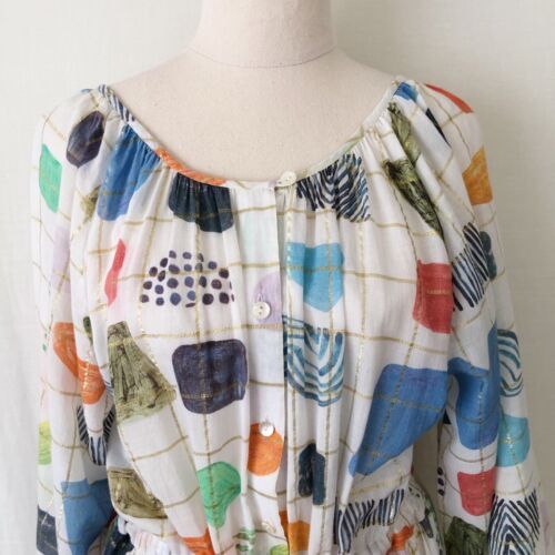 Gorman x Julia Flanagan Dress Size 12 Dot Com Smock Oversized Cotton Colourful - Picture 4 of 10