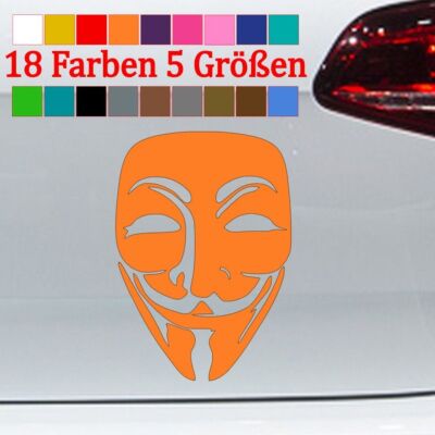 Anonymous Aufkleber Golf Maske Auto Hack Guy Fawkes Sticker  18 Farben 5 Größen