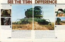 1980 2pg Print Ad of John Deere Titan Combine Farm Tractor