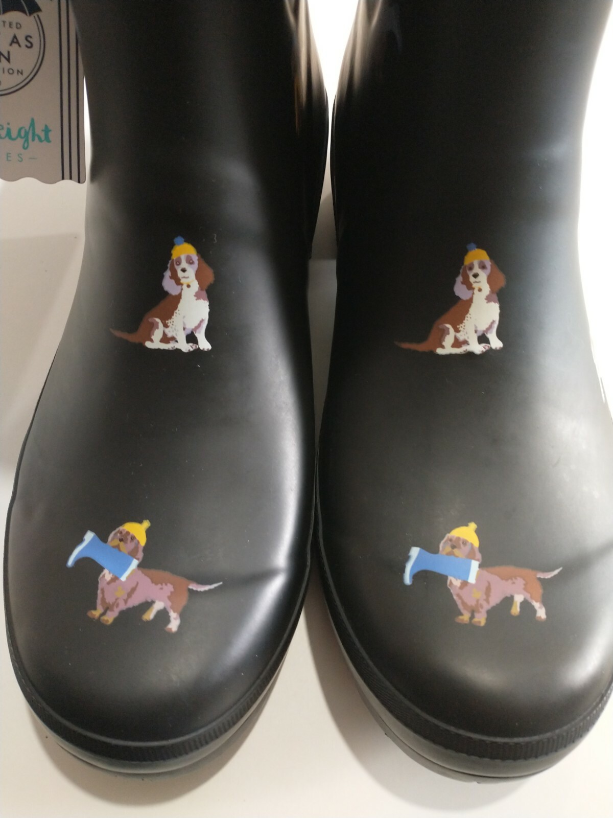 SALE JOULES Mid Rain Boots Molly Wellingtons Black Dogs 10 Terriers Spaniels NWT image 3