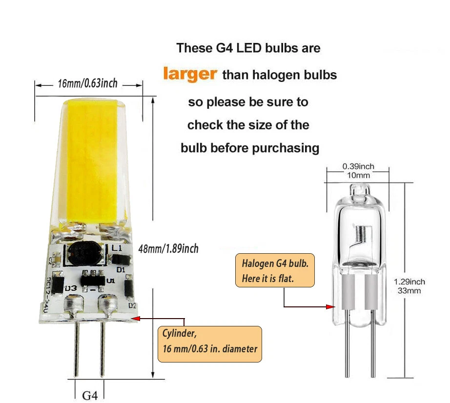 10x 5W COB G4 Bi-pin Led Dimmable bulb White Warm AC 110V Chandelier light Lamp - Image 2 of 4
