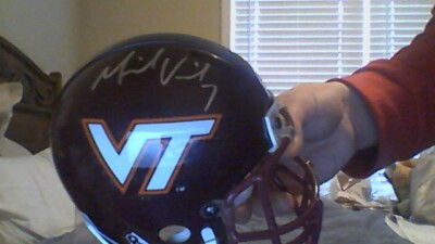 Frank Beamer & Michael Vick Signed Virginia Tech Mini Helmet VT LEGENDS And HOF!
