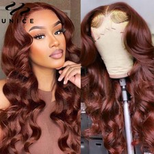 UNice Malaysian Reddish Brown Body Wave 13x4 Lace Front Human Hair Wigs Glueless