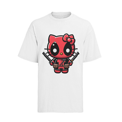 Lustiges Deadpool Hello Kitty Cat Katze Parodie Herren T-Shirt Bio-Baumwolle