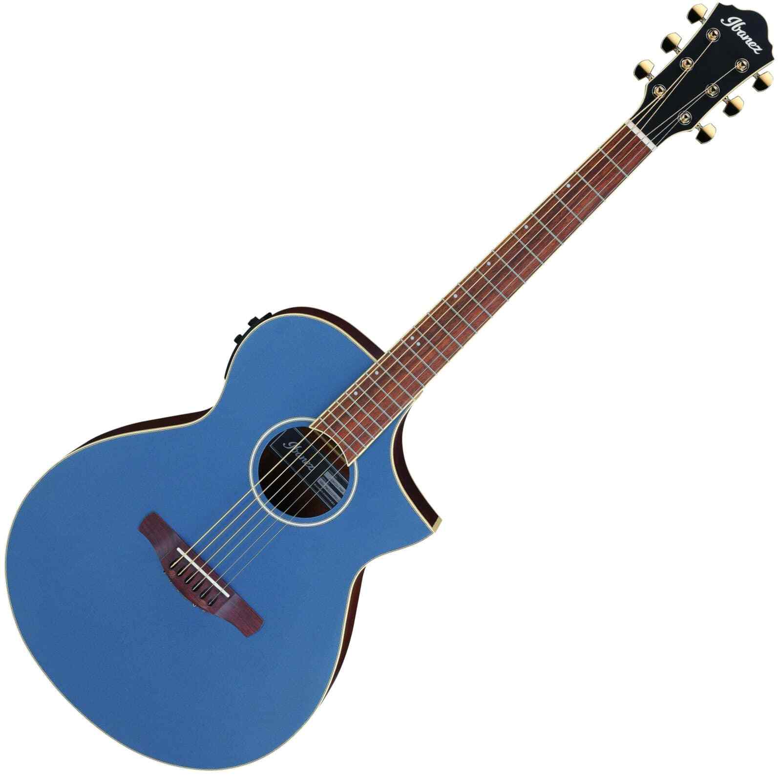 Ibanez AEWC12-PMF Берлинский синий металлик с плоской подошвой в западном стиле от Fishman Tonabnehmer
