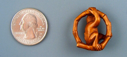 HANDMADE BOXWOOD OJIME BEAD - MONKEY - Picture 2 of 3