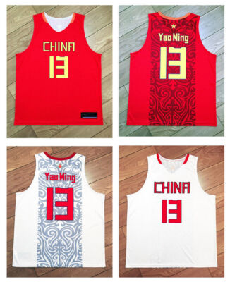 2008 Beijing Yao Ming #13 Team China Basketball Jersey Custom Name White Red
