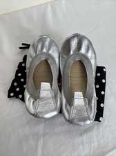 Yosi Samra Sammie Silver Foldable Ballet Flats Girls Size 12C New W/O Box
