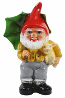 Gartenzwerg Figur Zwerg Mit GlüCksschwein Und Schirm Aus Kunststoff H 34 Cm
