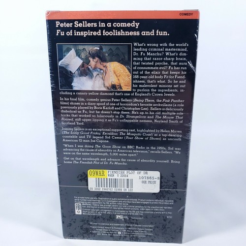 New Sealed The Fiendish Plot of Dr. Fu Manchu VHS Warner Home Video Watermark - Picture 7 of 8