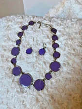 Charming Charlie Purple Circle Necklace & Earring Set