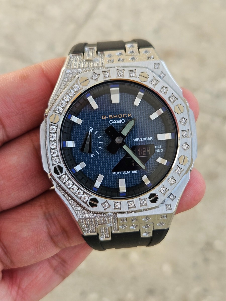 Custom Casio G-Shock GA-2100 Mod Iced Out Bezel | Black