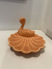 Peach Swan Hand Towel Holder Ceramic Swan Figurine Retro VTG 80s-90s Bathroom