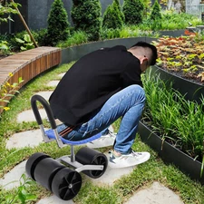 Height Adjustable Garden Rolling Stool with 360?? Rotation and 4 Wheels