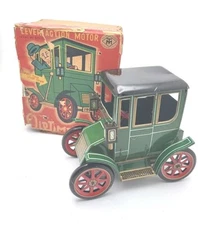 Old Timers #4 Tin Litho Lever Action Car Modern Toys w/ Original Box Working 