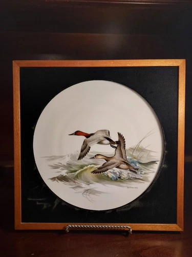 Limoges France Maynard Reece Canvasbacks 11.5 " Framed Plate 206/900