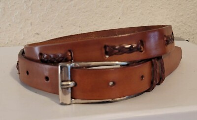 VALMARS Woman's Brown Leather Braided Belt Made In Italy Size M