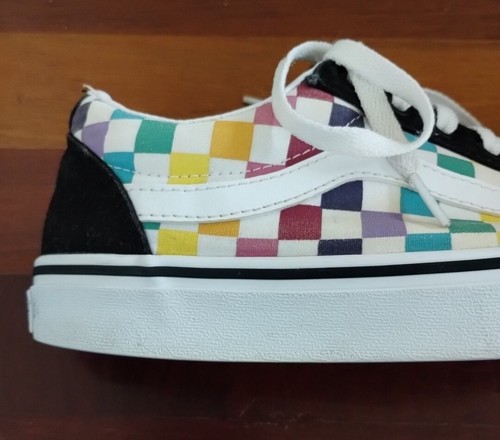 VANS Women WARD Low-Top Skater Sneaker Rainbow Party Check Lace-Up Shoes 9.5M/7M - Picture 9 of 11