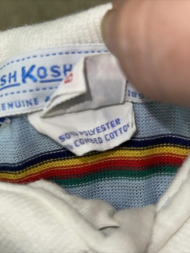 Vintage Oshkosh Collared Polo Romper One Piece 6-9 Months Stripes Baby Infant - Picture 4 of 9