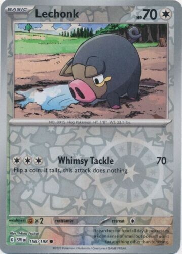 Lechonk Reverse Holo Pokemon TCG Card 156/198