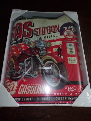 Deko Metallkanister '' Tankstelle - Premium Benzin '' 34 x 44 cm
