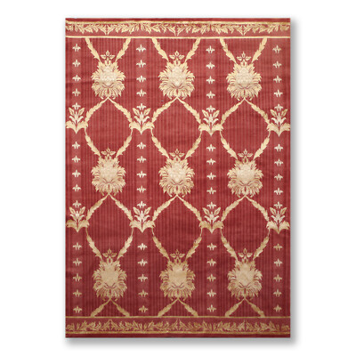 6' x 9' Couristan Hand Knotted Wool & Silk S.fine Damask Tibetan Area Rug Rust