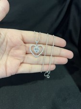 925 Sterling Silver Women Girl CZ Heart Love Pendant  Box Chain 18 20 22 24