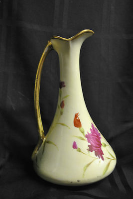 Pitcher Hand Painted Floral Ewer Imperial Seto-Yaki Okan 1940s