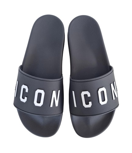 DSQUARED band slippers slides rubber sandal man ICON FFM0023 black