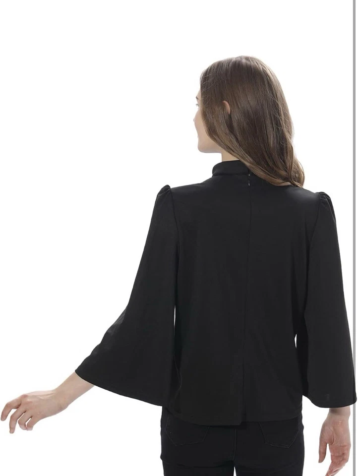 Women Clergy Shirt Inset Tab Collar Priest Black Clerical Shirt Pastor Blouse L - Image 4 of 4