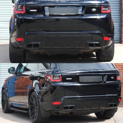 2x Black SVR-Style Quad Exhaust Tips Covers For Range Rover Sport L494 Facelift
