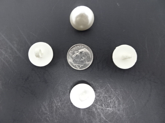 Vintage Faux Pearl White Dome Round Shank Buttons 16mm Lot of 6 AA83