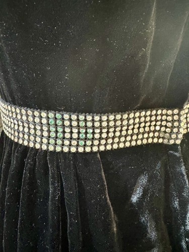 Vintage 1960s Henry higgins Designer maxi dress Black Velvet With Rhinestones! - Picture 12 of 18