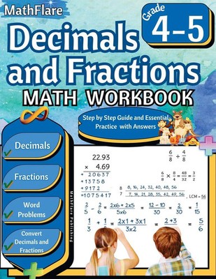 Mathflare Publishing | Decimals and Fractions Math Workbook 4th and 5th Grade