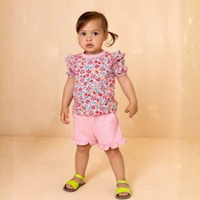 Kids Short-Sleeve T-Shirt, Peacock Small Floral Print 86-128cm