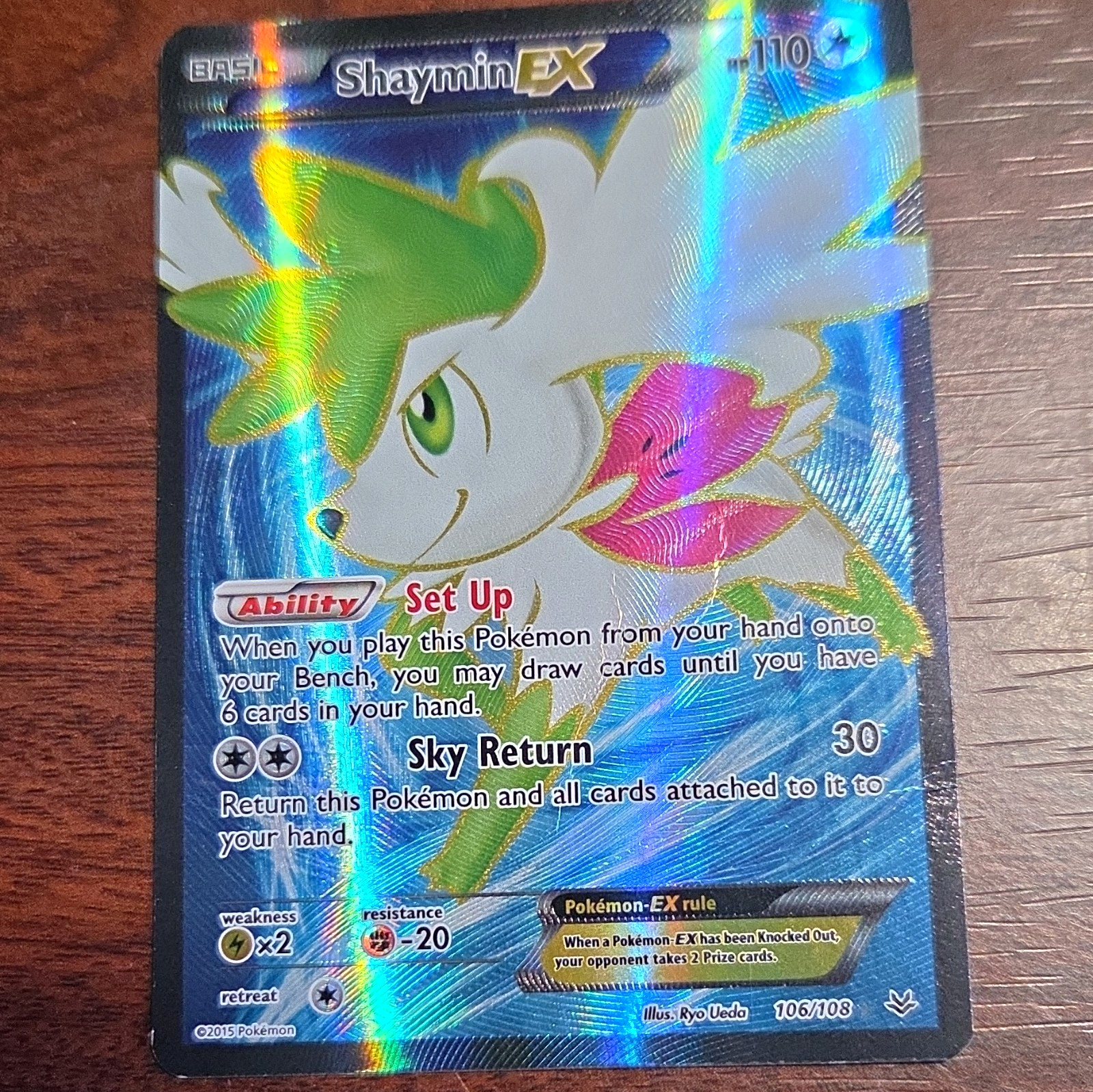 Pokemon TCG Shaymin EX 106/108 Roaring Skies Full Art Holo Ultra Rare 2015 EN