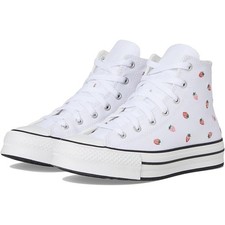 NWT Converse Girls Chuck Taylor High-Top Sneaker, white/strawberries, 4