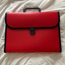 Red Plastic Expandable A4 Folder Document Organiser Case With Handle 13 Pockets