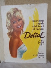 Ancienne Affiche Cartonnée Pub. PLV DELIAL BAYER PRODUIT SOLAIRE BRONZAGE