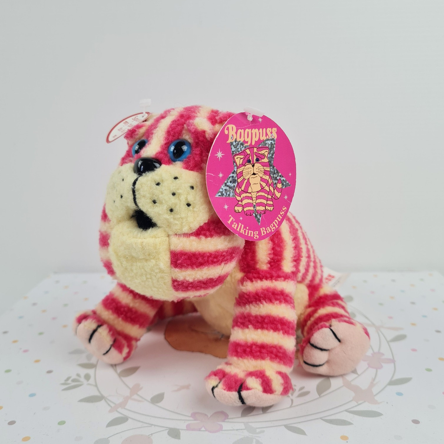 Talking Bagpuss Cat WORKING Original 2001 Beanie Soft Toy Golden Bear New Tags