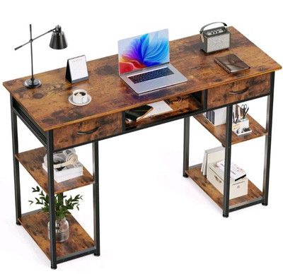 JHK 48 inch Home Office Small Computer Desk Small Table with 3 Fabric Drawers 