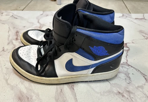 Nike Air Jordan 1 Mid Size 12 Racer Blue Black White 554724-140 Men